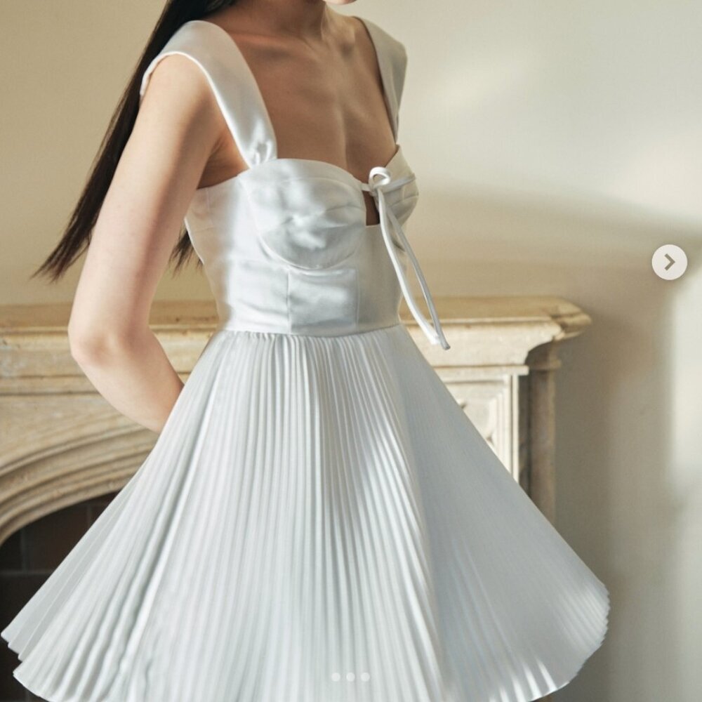 NWT Maison Amory The Lovely White Pleated Mini Dress Size XL